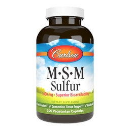 Carlson - M-S-M Enxofre, 1000 mg - Biodisponibilidade Superior, Função Conjunta, Suporte de Tecido Conectivo e Pele Saudável, 300 Cápsulas Vegetarianas