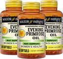 MASON NATURAL Evening Primrose Oil Softgels, suprimentos de 3 meses, pode apoiar a cura da mulher, 3 pacote (1 mês por garrafa)