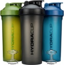 Hydra Cup [3 Pack] 45 Ounce Shaker Garrafas para Shakes Protein, Jumbo Shaker Cups com Ball Blender Whisk, Garrafa extra grande com alça (Cores escuras)