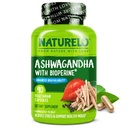 NATURELO Ashwagandha Raiz Orgânica Pó - Suplemento de ervas naturais para fadiga, alívio de estresse, Enhancer de humor - com extrato de pimenta preta - 90 Cápsulas Vegan