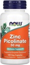 NOW Alimentos Picolinato de zinco 50mg,120 Cápsulas (Pacote de 2)