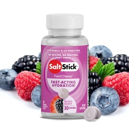 Eletrolítico SaltStick FastChews - 60 Eletrolíticos Misturados de Berry Chewable - Comprimidos Salinos para Correr e Hidratação, Eletrolítico Chews - 60 Contagem