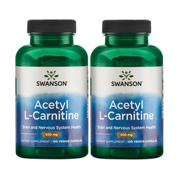 Swanson Acetil-L-Carnitina - Suplemento Aminoácido Promovendo Saúde Cognitiva e Apoio Músculo - Fórmula Natural Pode Promover a Saúde do Sistema Nervoso - (100 Cápsulas Veggie) (2 Embalagem)