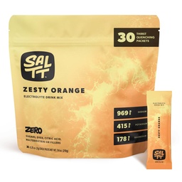 Eletrólitos de SALTT em pó Mistura de bebidas saborosas - Zesty Orange - 30 Pacotes de Hidratação - Magnésio, Potássio, Sódio, Trace Minerals - Zero Açúcar & Gluten Free - Travel Essentials