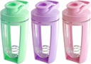 Moonlight Makers Set of 3 Cute 16oz Protein Shaker Garrafa, Aço Whisk Ball - À prova de vazamento, Lavador de pratos Garrafa de ginástica segura, Copos Shaker para batidos de proteína, pré-treino Bebidas Mixer Cup - rosa, verde, roxo