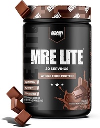 REDCON1 MRE Lite todo o alimento proteína em pó, Chocolate - Baixo Carb & Whey livre de substituição de refeições com misturas de proteína animal - Suplemento fácil de digerir feito com óleos MCT (20 Servões)