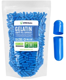 XPRS Nutra Tamanho 0 Cápsulas Vazias - Cápsulas Esvaziadas de Gelatina - 1000 Count DIY Caps de Gel Bovinos Puros para Suplementos Do-It-Yourself (Azul)