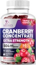Cranberry Gummies 50:1 Extrato de cranberry - suporte de trato urinário feito com 25,000mg, ajuda a limpar e proteger, Cran Berry Gummy Suplemento + vitamina C, pastilhas Cran mastigáveis para as mulheres - 120 chicletes