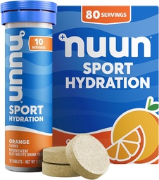 Nuun Sport Electrolyte Comprimidos com Magnésio, Cálcio, Potássio, Cloreto e Sódio, Gluten Free & Vegan, Laranja, 8 Pack (80 Servings Total)