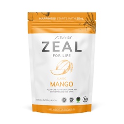 Zurvita Zeal for Life Wellness Drink Mix - Mango Flavor - Gluten-Free, Vegan, com Biotina, Vitaminas B12, C, D, E, Ferro, Magnésio - 30 Servings (420g)