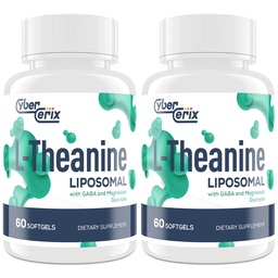 L-Teanina lipossomal 500mg, Complexo com GABA 200mg & Magnésio 100mg, Suplemento de Força Extra para Calma, Relaxamento & Foco, Glúten Grátis - 120 Cápsulas