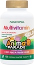 NaturezasPlus animal parada ouro Multivitamin infantil - Cereja sortida, laranja & sabores de uva - 120 Animal-Shaped comprimidos mastigáveis, Pacote de 4 - Vegan, Gluten Free - 240 Total Servings