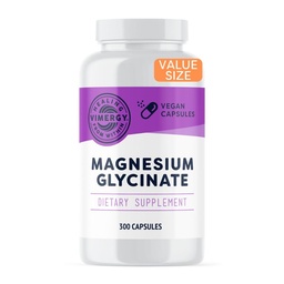 Glicinato de Magnésio Vimergy – Apoio ao Stress – Quelated para evitar aborrecimento da barriga*– Promove a saúde do coração e energia*– Kosher, Vegan Gluten-Free – 300 Caps