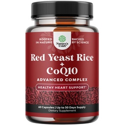 Red Yeast Rice with CoQ10 Supplement - Advanced Healthy Heart & Healthy Cholesterol Levels Fórmula para Homens e Mulheres - Cápsula de força extra com Red Yeast Rice 1200 mg Cápsulas com CoQ10-60 Contagem