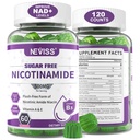 Açúcar Free Nicotinamida 500mg Gummies, (Niacina livre Flush) Suplemento de vitamina B3 Niacinamida para metabolismo e reparo de energia celular, Vitalidade, Envelhecimento saudável, sabor de cranberry, Fácil de mastigar, 120 Cts