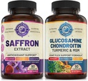 Pure Saffron Extract e Pacote de suporte conjunto avançado (uma garrafa cada). Suporta Mood, Energy Boost, Função Metabólica e Saúde Conjunta. EUA Made.