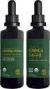 Centro de Cura Global Ashwagandha & Omega 3 6 7 9 Kit - Ajuda com o Nervosismo, Saúde do Cérebro, Saúde do Coração e Saúde dos Olhos