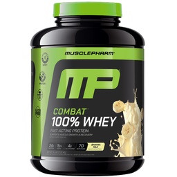 MusclePharm Combat 100% Whey Protein Powder, Banana Milk Flavor, Recuperação rápida e ganho muscular com Whey Protein Isolate, High Protein Powder for Women & Men, Gluten Free, 5 lb, 70 Servings