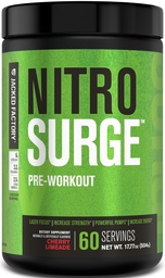 Jacked Factory NITROSURGE Pre Treino Suplemento - Energia sem fim, Ganhos de força instantâneos, Foco claro, Bombas intensas - NO Booster & Powerful Pré-treino Energia Pó - 60 Servings, Limeade de cereja