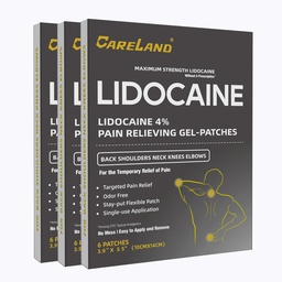 CARELAND Lidocaine Gel Patch, 18 Count máxima força Patches de dor para alívio muscular no pescoço Joelho de volta e ombros unscented Patch para acalmar nervos, articulações