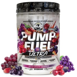 PMD Bomba Desportiva Combustível Ultra Insanidade - Premium pré-treino em pó e bomba muscular, maior foco, resistência e recuperação, Premium Creatina, Arginina e Beta Alanine - Wild Grape Gusher (30 Servões)