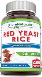 Puro Naturals Red Yeast Rice 1200 Mg por serviço, Cápsulas Suplemento □ Não-GMO □ Gluten Free □ Made in USA (480 Count)