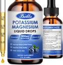 Suplemento de Magnésio de Potássio - Complexo de Magnésio de Alta Absorção 500mg & Potássio 99mg Plus Cálcio, Vitamina D3, Zinco, Açúcar Free Drops Suplemento para Cães Pernas, Energia, Metabolismo (Blueberry)