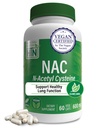 Health Thru Nutrition NAC N-Acetil-Cysteine 600mg 60 Cápsulas Vegan Certified O mais puro suplemento NAC Suporta Pulmão saudável, Funções do Fígado e Saúde Celular