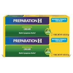 Preparação H Hemorroid Symptom Treatment Cream (2 x 1,8 Tubo de Onça), alívio de dor multi-sintoma de força máxima com Aloe