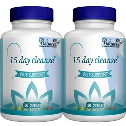 15 Dia Cleanse, Gut e Suporte Colon, Avançado 15 Dia Gut Cleanse Detox para Mulheres e Homens com Senna, Cascara Sagrada & Psyllium Husk, Não-GMO, 30 Cápsulas