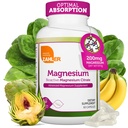 Zahler - Cápsulas Suplemento Magnésio 200 mg (60 Conde) Certificado Kosher Bioactive Magnésio Citrato para Absorção Max - Magnésio Natural Mineral para Homens e Mulheres - Melhores Suplementos Magnésio