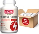 Fórmulas Jarrow Folato de metilo 1000 mcg, Suplemento dietético, Folato de metilo para suporte de energia celular, 100 Cápsulas Veggie, Fornecimento de 100 dias, (Pacote de 12)