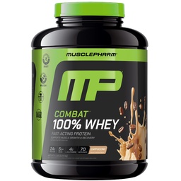MusclePharm Combat 100% Whey Protein Powder, Cappuccino Flavor, Recuperação rápida e ganho muscular com Whey Protein Isolate, High Protein Powder for Women & Men, Gluten Free, 5 lb, 70 Servings