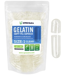 XPRS Nutra Tamanho 1 Cápsulas vazias - 500 Count Cápsulas de Gelatina Vazias - Comprimidos DIY Cápsula Preenchimento - Pure Bovine Pill Gel Caps para Do-It-Yourself Suplementos (Limpar)