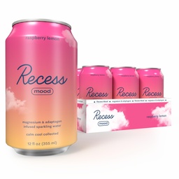Recesso Magnésio de humor e bebida adaptogen, calmante refrigerante, 12 onça (limão framboesa, 12 pacote)