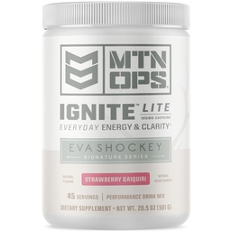 MTN OPS Ignite Lite Energia Beber Pó Gluten Free Nitric Oxide Supplement Drink Mix, L Arginina, L Citrulina, Cafeína e Nootropic Sugar Free Drink Mix, 45 Servings, Strawberry Daiquiri Flavor por Eva Shockey