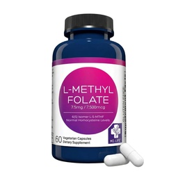 Vida MD L-Metilfolato 7,5 mg Suplemento - Professional-Grade Active L Suplemento de Metilfolato - 60 Cápsulas - L-Metilfolato 7,5mg - Máxima Potência MTHFR W/Essencial Aminoácidos