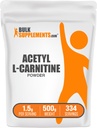 BulkSuplementos.com Acetil L-Carnitina em pó - como ALCAR HCl, Suplemento Carnitina - sem glúten, 1,5g por serviço, 500g (1,1 lbs) (Pacote de 1)