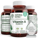 Natural Nutra Vitamina A 10.000 UI Softgels – Vitaminas de olho e pele de alta potência – Sem glúten - Suplemento para Visão e Saúde da Pele – Óleo de fígado de peixe para homens e mulheres, 250 Softgels sem glúten (2 Pack)