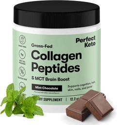 Perfeito Keto Collagen Protein Powder com óleo MCT - Grassfed, GF, Multi Suplemento, Melhor para dietas Ketogenic, Use como Keto Creamer, em café e batidos para mulheres e homens (chocolate de hortelã)