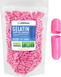 XPRS Nutra Tamanho 0 Cápsulas vazias -1000 Count Cápsulas de Gelatina Vazias - Comprimidos DIY Cápsula Preenchimento - Pure Bovine Pill Gel Caps para Do-It-Yourself Suplementos (Pink)
