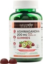 NaturezaWise Ashwagandha Gummies - Morango Kiwi - KSM-66 com Vitamina D3 - Apoio ao humor calmante - Vegetariano - Não-GMO, Gelatina e Glúten Livre - 90 Conde[45-Dia de Abastecimento]