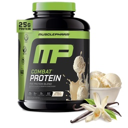 MusclePharm Combat Protein Powder, Vanilla Flavor, Combustíveis Músculos para Exercícios Produtivos, 5 Fontes de Proteínas incluindo Whey Protein Isolate & Egg Albumina, Gluten Free, 4 lb, 52 Servings