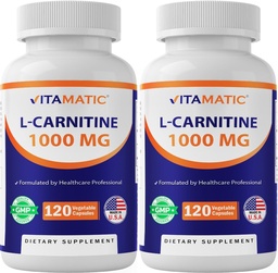 Fumarato de L-Carnitina Vitamatic 1000 mg - 120 Cápsulas Vegetais (2 frascos)