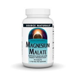 Fonte Naturals Malato de Magnésio, Suporta Músculos e Produção de Energia*, NonGMO, Vegetarian Friendly Magnésio Suplemento, 3.750 MG por serviço - 90 Comprimidos