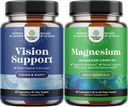 Pacote de suplemento completo de saúde ocular para adultos para visão pressão de olhos secos e proteção de luz azul e alta absorção Magnésio Suplemento complexo para digestão estomacal e suporte de humor