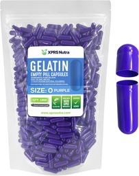 XPRS Nutra Tamanho 0 Cápsulas vazias - 1000 Count Cápsulas de Gelatina Vazias - Comprimidos DIY Cápsula de preenchimento - Pure Bovine Pill Gel Caps para Do-It-Yourself Suplementos (Purple)