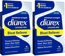 Diurex Max - Pílulas de água diurética sem cafeína de força máxima - Sinta-se melhor e menos pesado, 48 contagem (Pacote de 2)