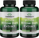 Swanson White Willow Bark Extract - Promove apoio conjunto e alívio muscular - padronizado a 15% Salicina - Suplemento natural sem irritação do estômago - (120 cápsulas, 500mg cada) (2 embalagem)