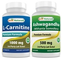 Melhores naturais L-Carnitina 1000mg & Ashwagandha Extract 500 Mg